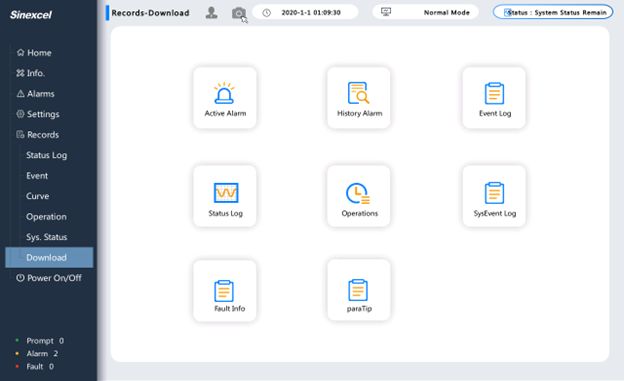 Примеры экранов панели оператора ИБП Sinexcel 3.